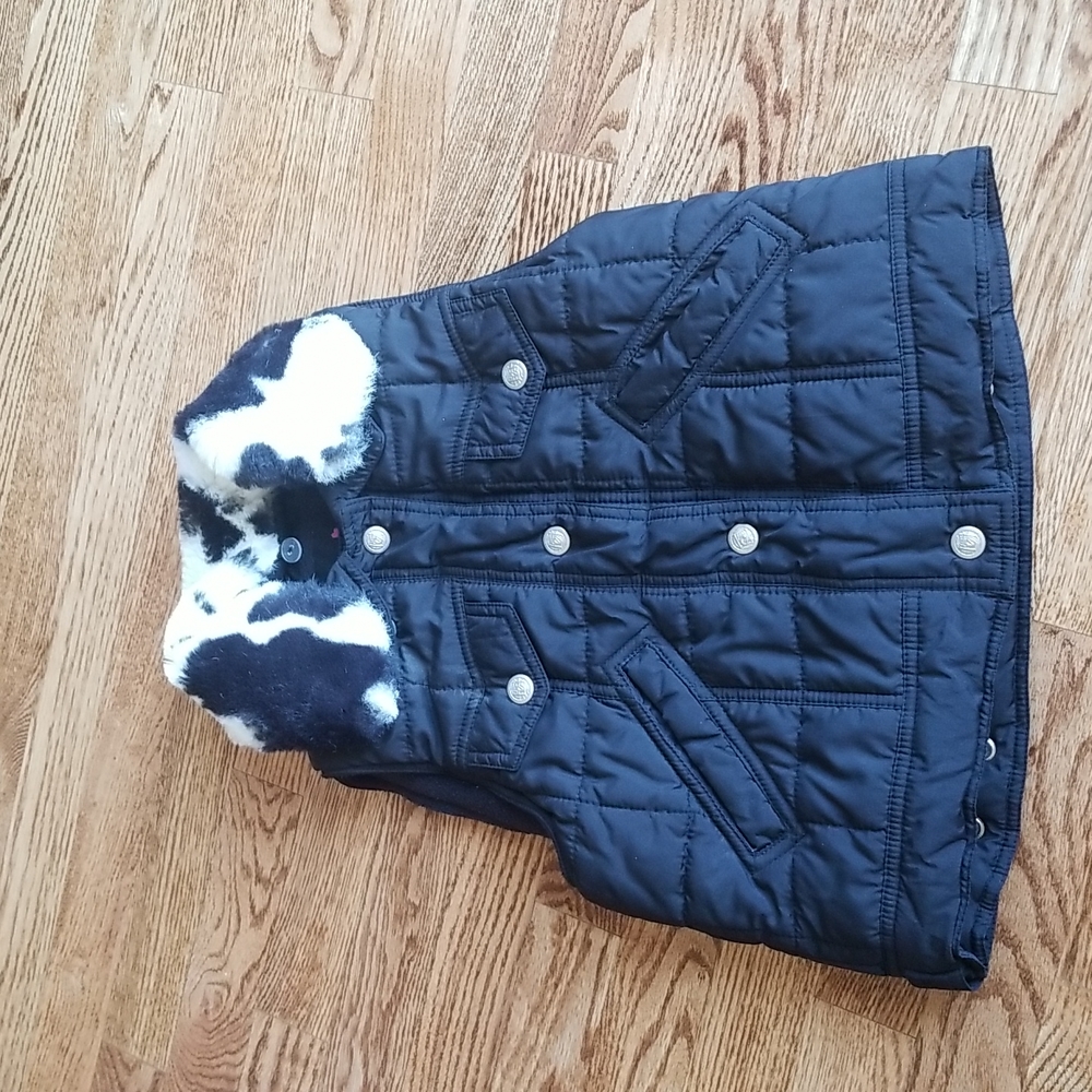 (S) Rothschild Girls's Faux Fur Collared Vest ❤ Snap Buttons ❤ Removable Collar
